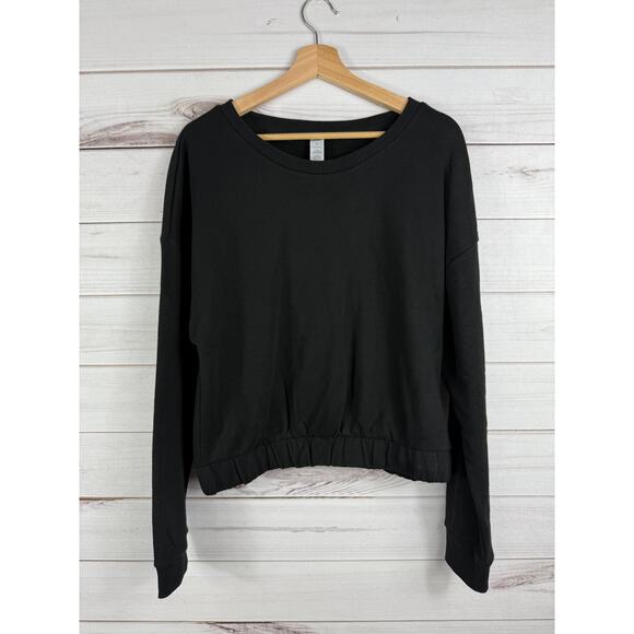 90 Degrees by Reflex Womens Black Pullover Cropped Sweatshirt Size L EUC - Picture 1 of 7